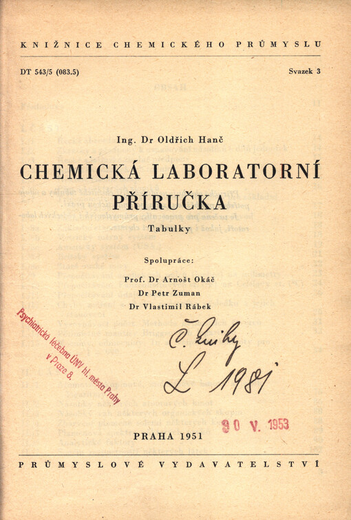 Chemická laboratorní příručka :tabulky