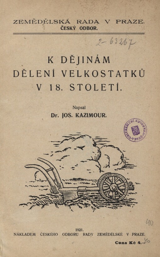 K dějinám dělení velkostatků v 18. století