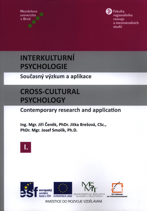 Interkulturní psychologie :současný výzkum a aplikace = Cross-cultural psychology : contemporary research and application