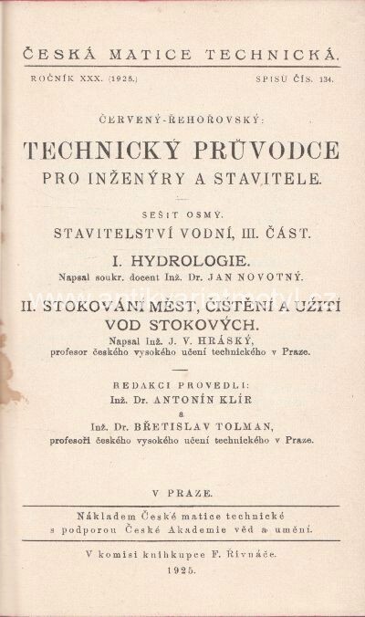 Technický průvodce pro inženýry a stavitele.Sešit osmý,Stavitelství vodní.