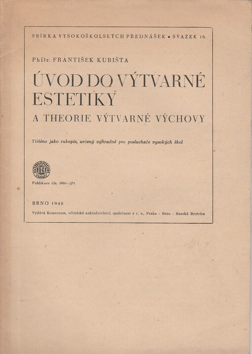 Úvod do výtvarné estetiky a theorie výtvarné výchovy ...