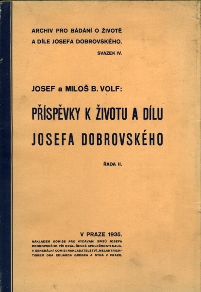 Příspěvky k životu a dílu Jos. Dobrovského.Řada 2
