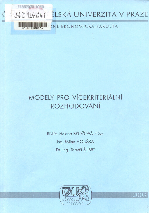 Modely pro vícekriteriální rozhodování