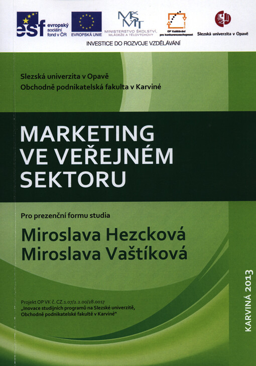 Marketing ve veřejném sektoru :pro prezenční formu studia