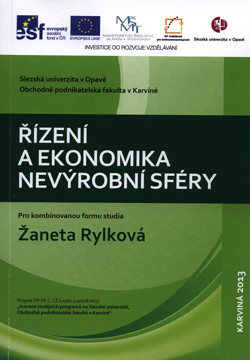 Řízení a ekonomika nevýrobní sféry :pro kombinovanou formu studia