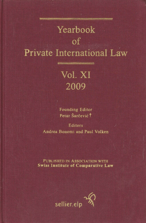Yearbook of private international law.Volume XI - 2009