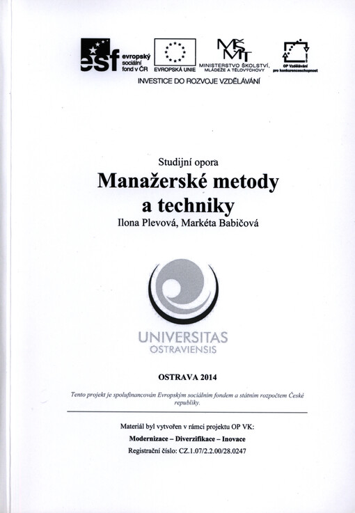 Manažerské metody a techniky :studijní opora