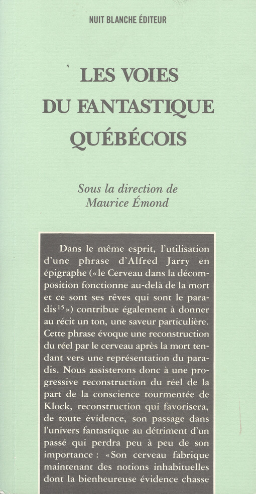 Les voies du fantastique québécois    