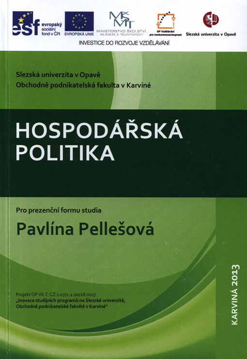 Hospodářská politika :pro prezenční formu studia