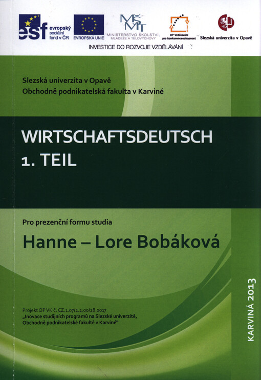 Wirtschaftsdeutsch :pro prezenční formu studia