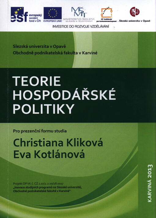 Teorie hospodářské politiky :pro prezenční formu studia