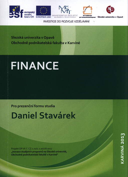 Finance :pro prezenční formu studia