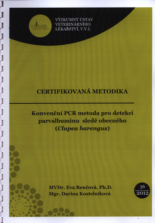 Konvenční PCR metoda pro detekci parvalbuminu sledě obecného (Clupea harengus)