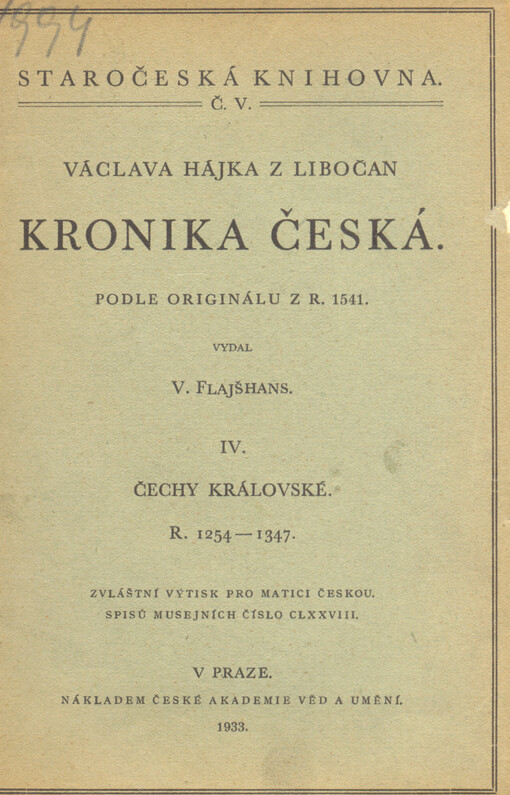 Václava Hájka z Libočan Kronika česká.