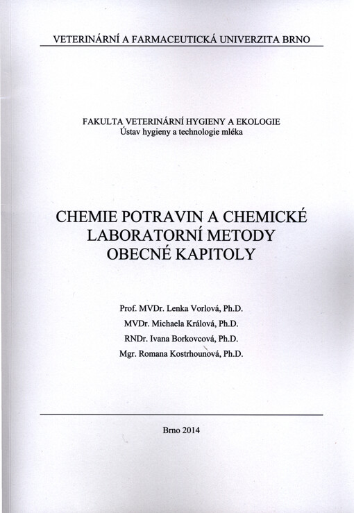 Chemie potravin a chemické laboratorní metody :obecné kapitoly