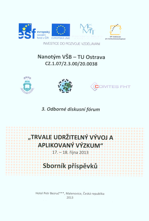 Trvale udržitelný vývoj a aplikovaný výzkum :3. odborné diskuzní fórum : sborník příspěvků : 17.-18. října 2013, Malenovice, Česká republika