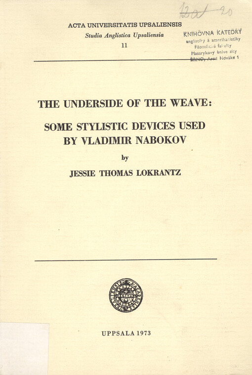 The underside of the weave : some stylistic devices used by Vladimir Nabokov