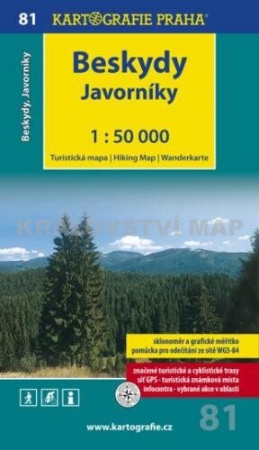 Beskydy, Javorníky turistická mapa
