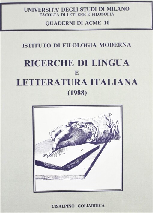 Ricerche di lingua e letteratura italiana. 1988.