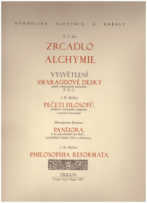 Zrcadlo alchymie :symbolika alchymie a kabaly