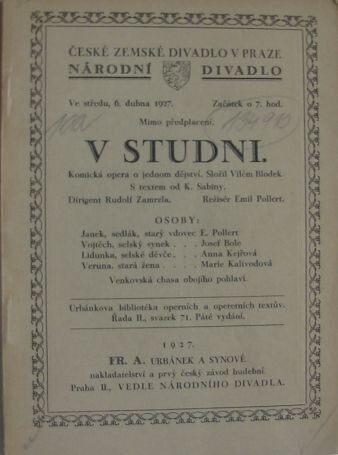 V studni :komická opera o jednom jednání, 5. vyd.