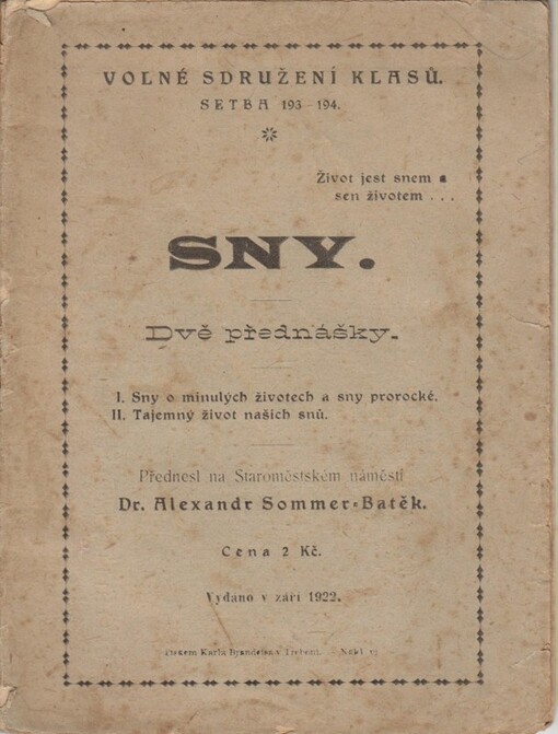 Sny :dvě přednášky