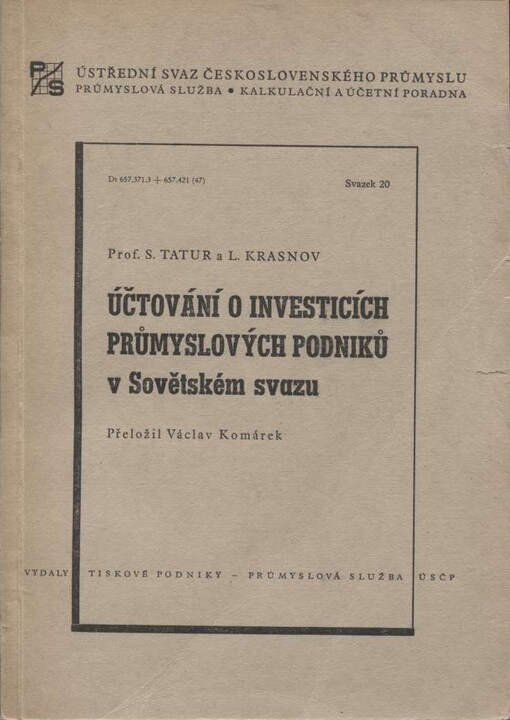 Účtování o investicích průmyslových podniků v Sovětském svazu