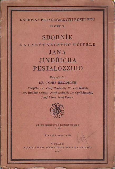 Sborník na pamět velkého učitele Jana Jindřicha Pestalozziho