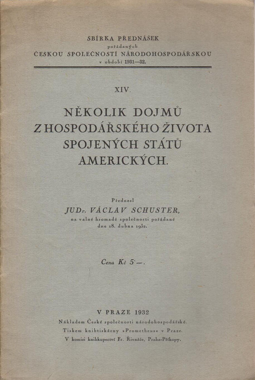 Několik dojmů z hospodářského života Spojených států amerických
