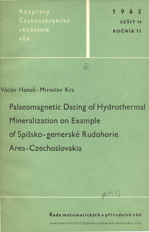 Palaeomagnetic dating of hydrothermal mineralization on example of Spišsko-Gemerské Rudohorie area-Czechoslovakia