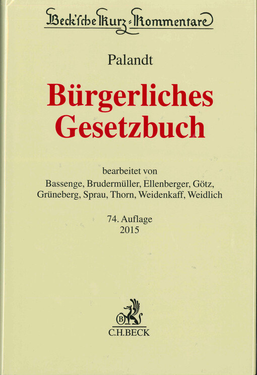 Bürgerliches Gesetzbuch :mit Nebengesetzen insbesondere mit Einführungsgesetz (Auszug) einschließlich Rom I-, Rom II- und Rom III-Verordnungen sowie Haager Unterhaltsprotokoll und EU-Erbrechtsverordnung, Allgemeines Gleichbehandlungsgesetz (Auszug), Wohn- und Betreuungsvertragsgesetz, BGB-Informationspflichten-Verordnung, Unterlassungsklagengesetz, Produkthaftungsgesetz, Erbbaurechtsgesetz, Wohnungseigentumsgesetz, Versorgungausgleichsgesetz, Lebenspartnerschaftsgesetz, Gewaltschutzgesetz