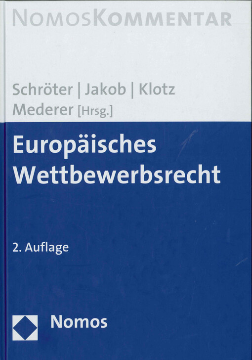 Europäisches Wettbewerbsrecht :Großkommentar