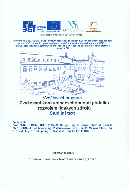 Vzdělávací program Zvyšování konkurenceschopnosti podniku rozvojem lidských zdrojů :studijní text