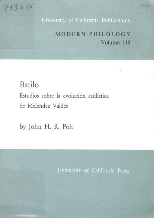 Batilo : estudios sobre la evolución estilística de Meléndez Valdés   