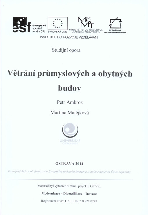 Větrání průmyslových a obytných budov :studijní opora