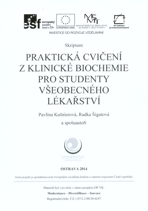 Praktická cvičení z klinické biochemie pro studenty všeobecného lékařství :skriptum
