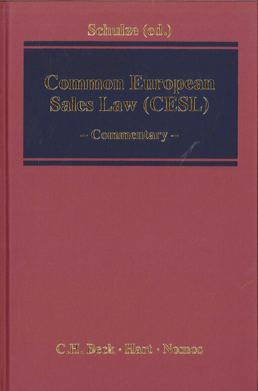 Common European sales law (CESL)  : commentary 