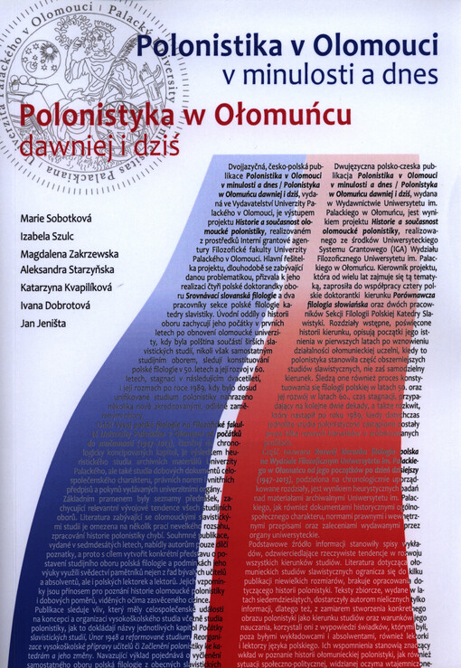 Polonistika v Olomouci v minulosti a dnes / Polonistyka w Ołomucu dawniej i dziť