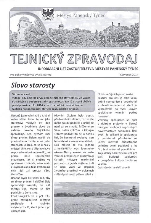 Tejnický zpravodaj : informační list zastupitelstva městyse Panenský Týnec