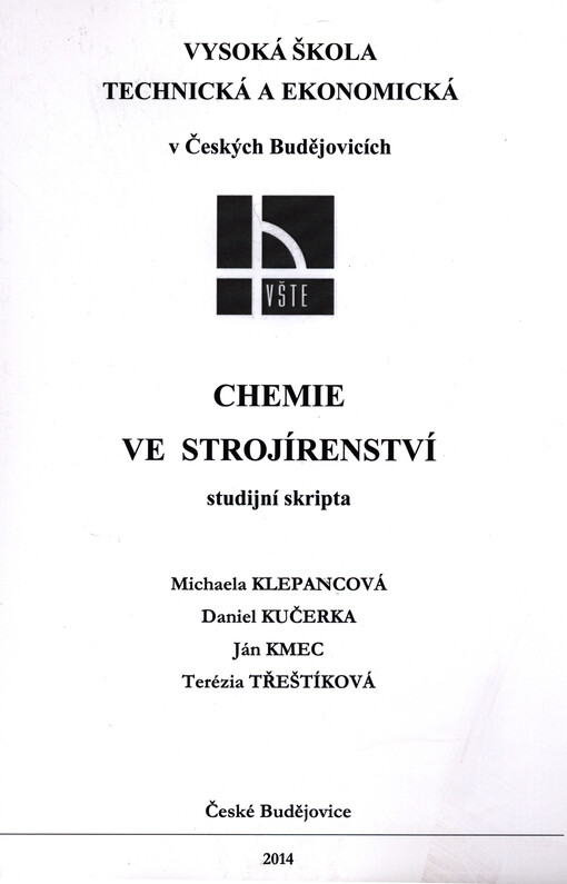 Chemie ve strojírenství : studijní skripta   