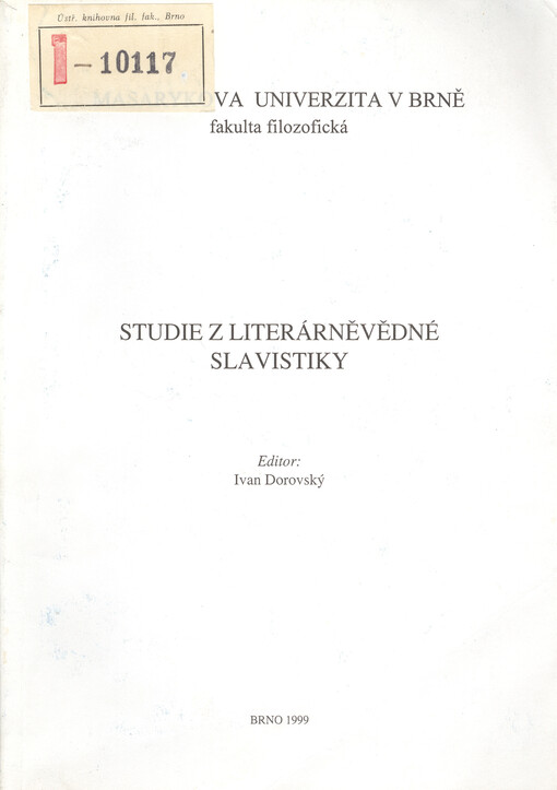 Studie z literárněvědné slavistiky