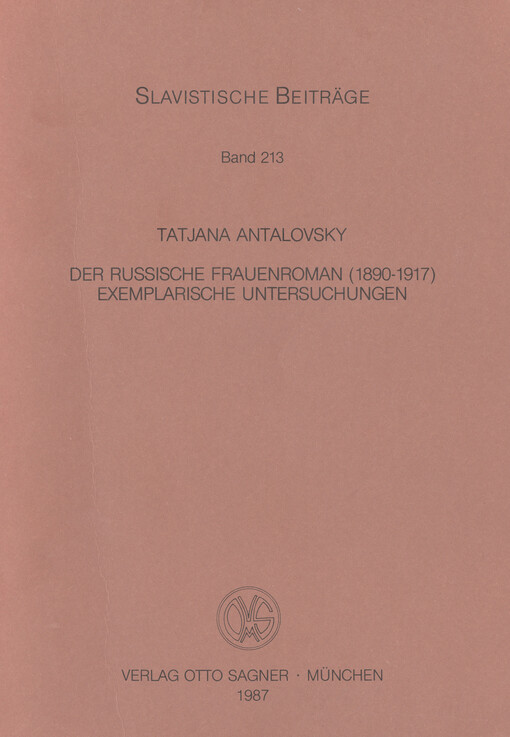 Der russische Frauenroman : (1890-1917) : exemplarische Untersuchungen