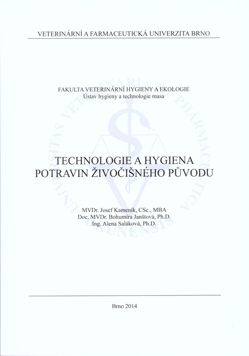 Technologie a hygiena potravin živočišného původu    