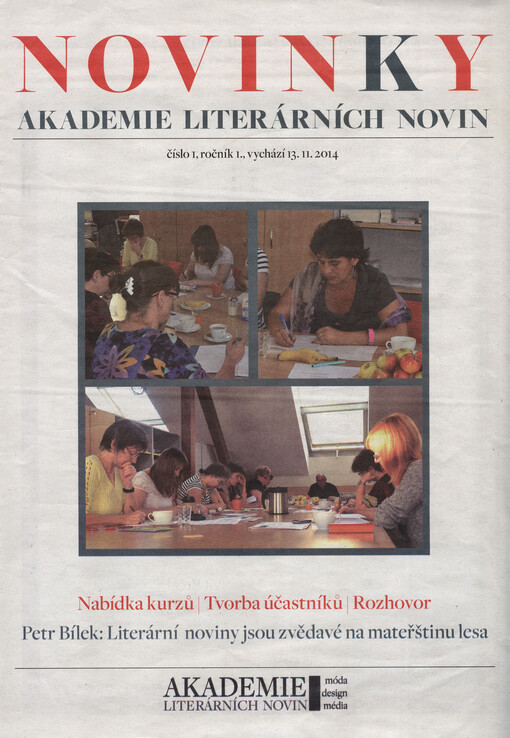 Novinky Akademie Literárních novin :nabídka kurzů, tvorba účastníků, rozhovor