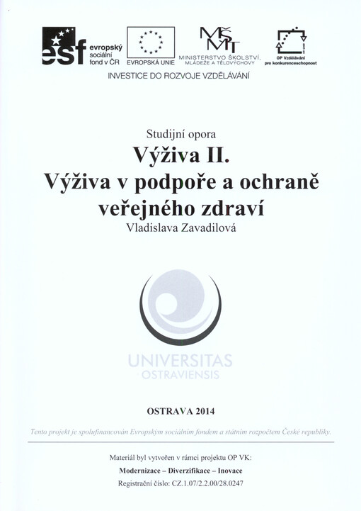 Výživa II. :výživa v podpoře a ochraně veřejného zdraví : studijní opora