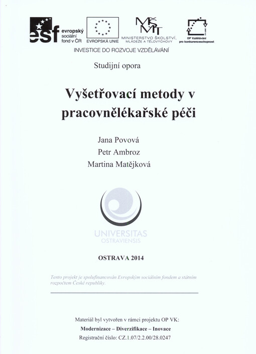 Vyšetřovací metody v pracovnělékařské péči : studijní opora   