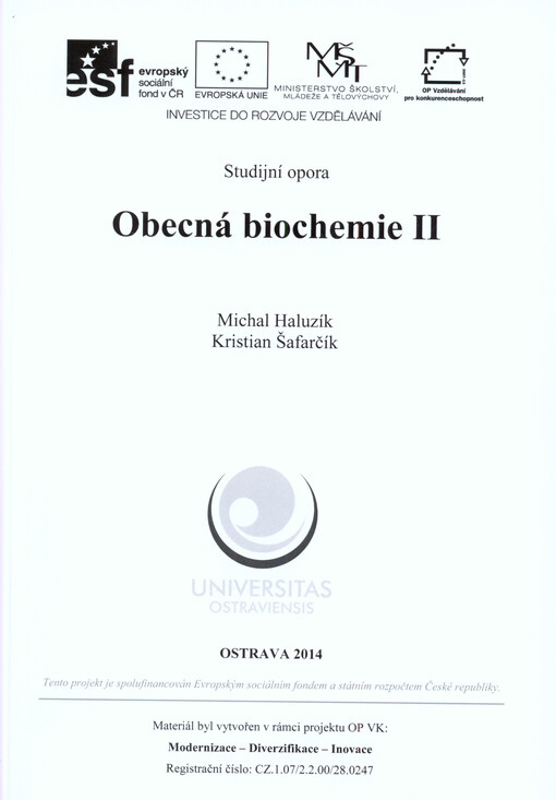 Obecná biochemie II :studijní opora