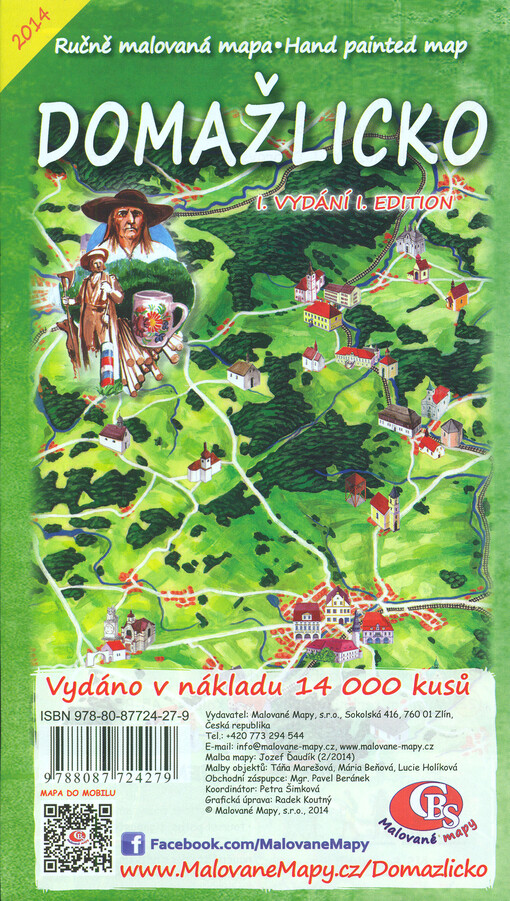 Ručně malovaná mapa Domažlicko hand painted map Domažlicko   