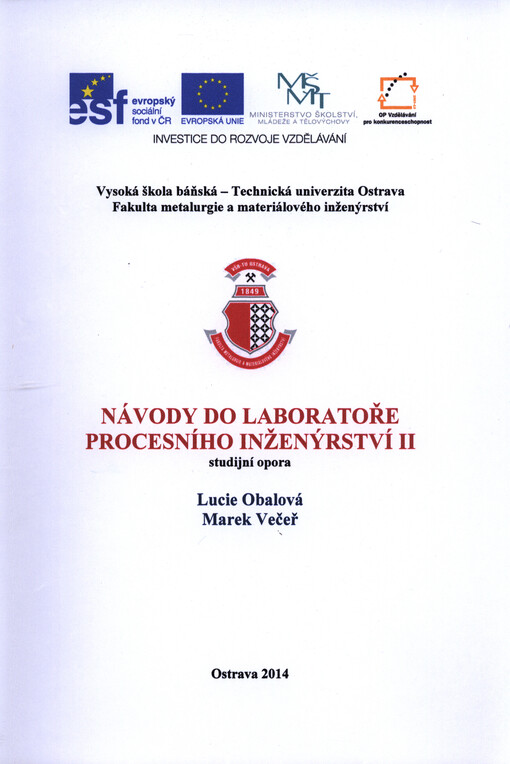 Návody do laboratoře procesního inženýrství II : studijní opora   
