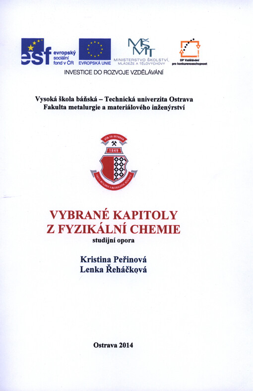 Vybrané kapitoly z fyzikální chemie : studijní opora   